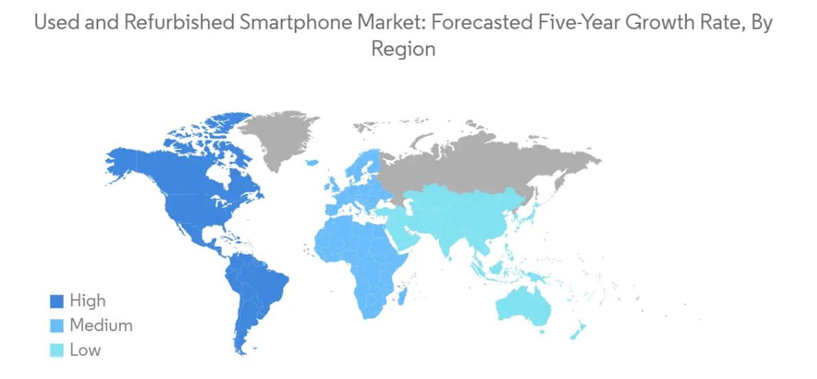 Market Analysis of Used And Refurbished Smartphone Market: Forecasted Growth Rate by Region